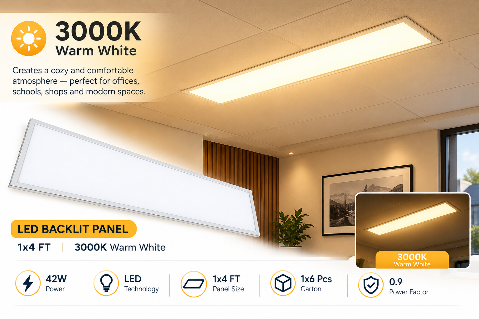 LED Panel Light 1x4 42W - photo 3
