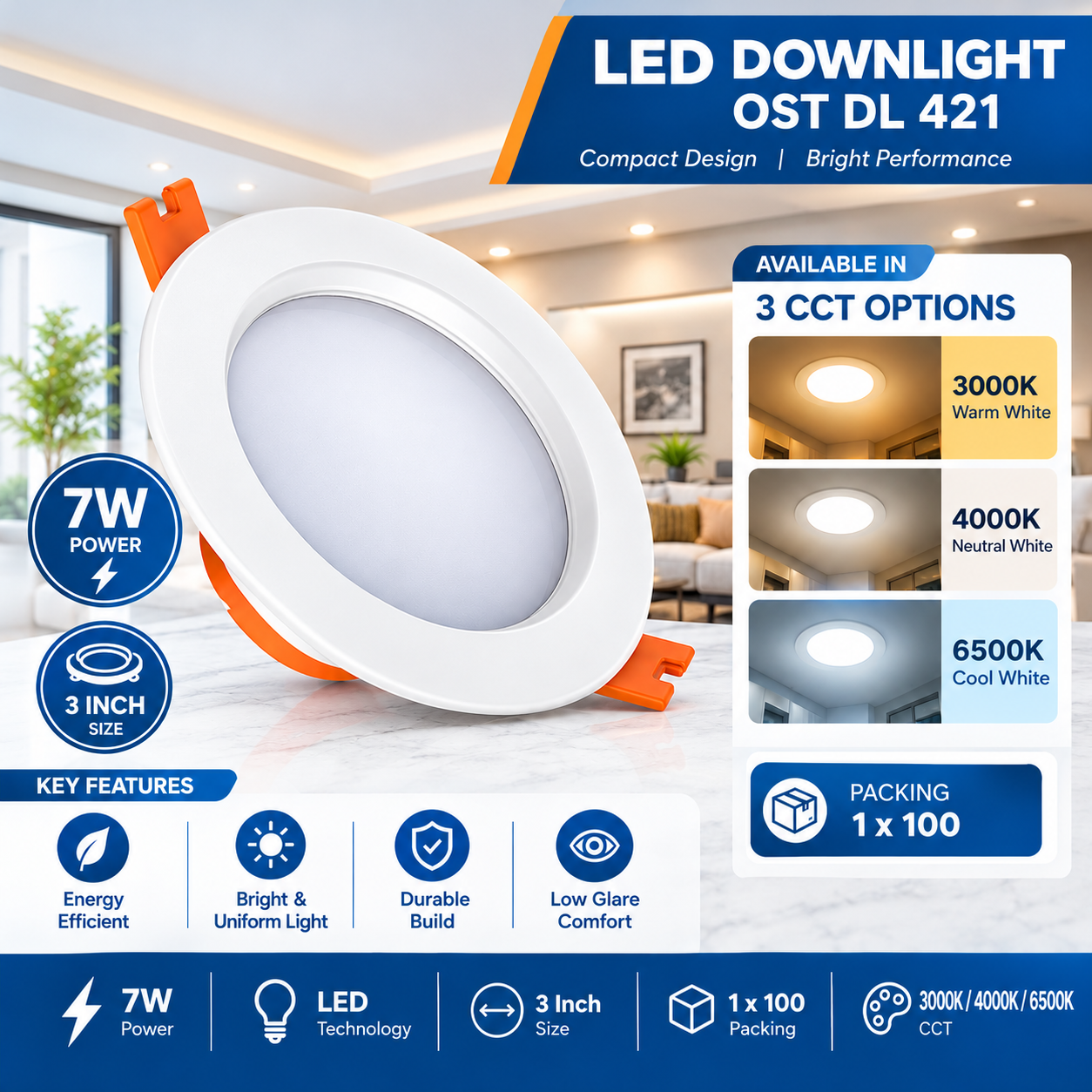 3 Inch SMD LED Downlight 7W - photo 2