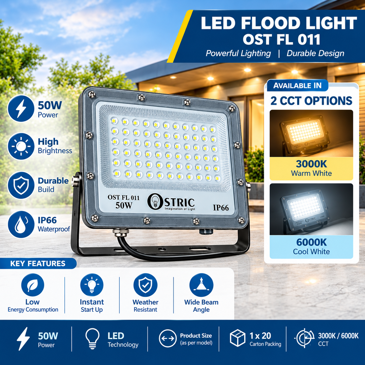 50W LED Flood Light – OST FL 011  Copy product name - photo 2