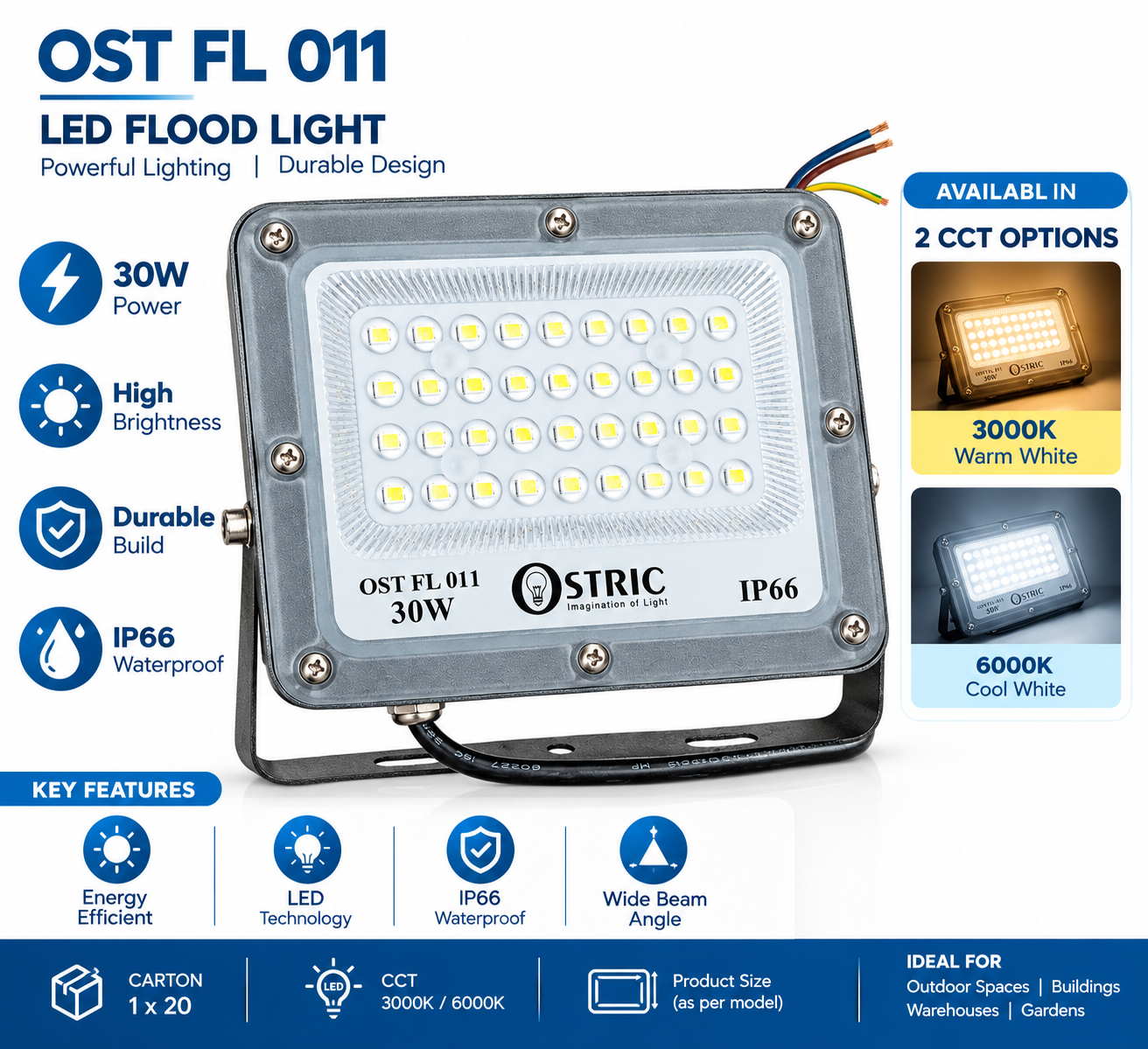 30W LED Flood Light – OST FL 011 - photo 2